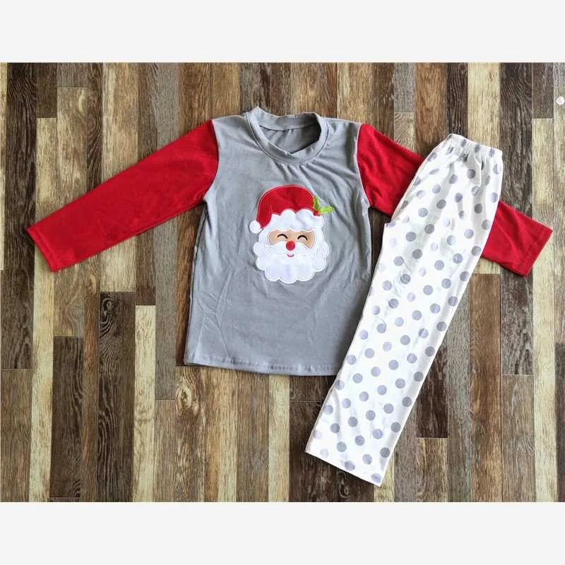 Maxy Red Fall Christmas Children's Pajamas set Santa baby autumn long cotton long-sleeved top + long pants pajamas set