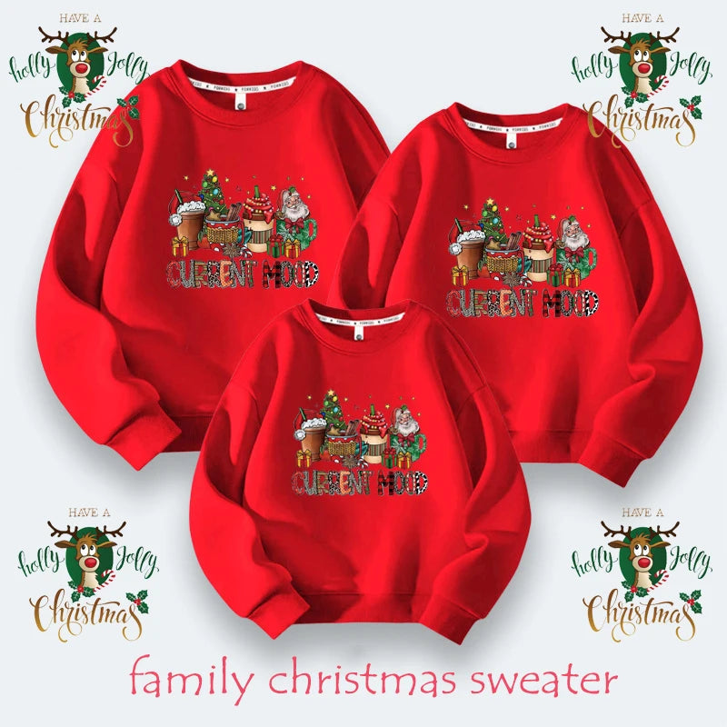 Momsey Baby Kids Winter Sweaters Christmas Family Matching Outfits Xmas T Shirt Deer Sweatshirt Mother Father Daughter Son Set