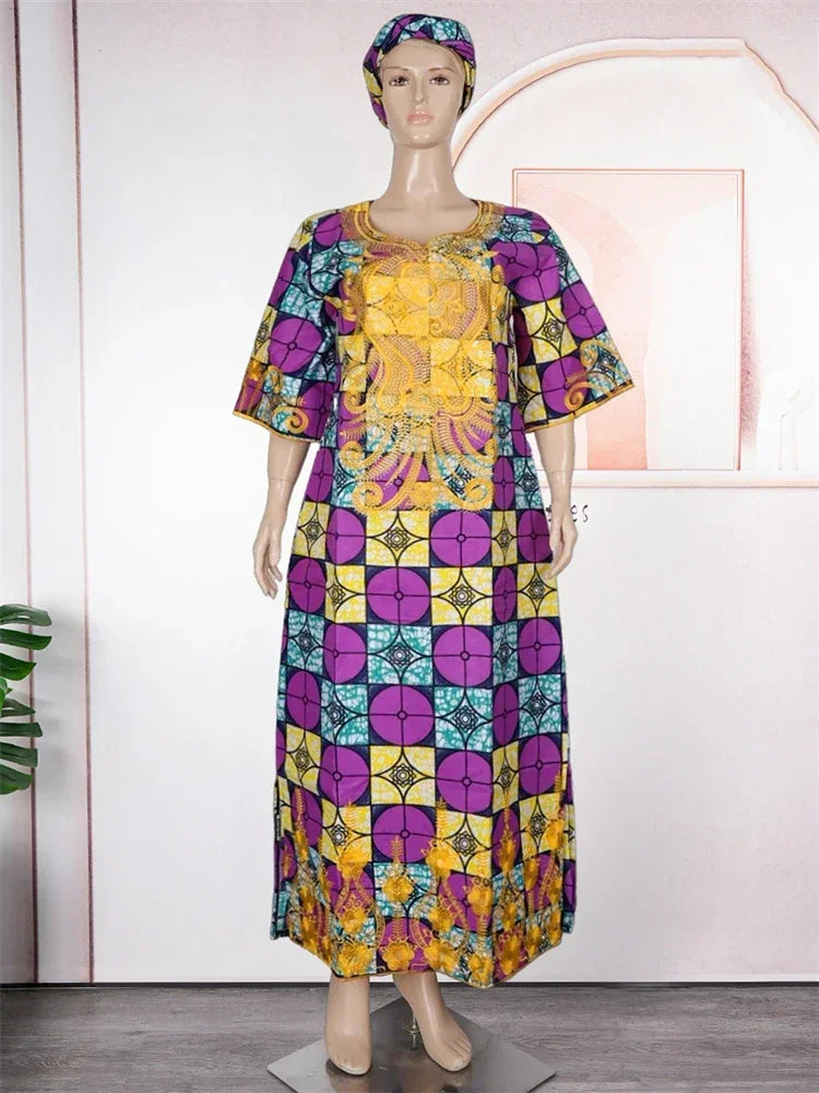 Maxy African Women Traditional Outfit Dashiki Wax Dresses Plus Size Embroidery Maxi Robe Party Evening Gown Turkey Africa Clothing