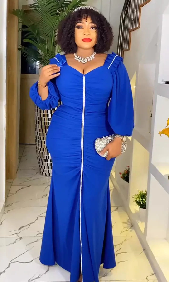 Amay 3XL Autumn Fashion Elegant African Wedding Party Dresses for Women Dashiki Ankara Outfits Evening Gown Plus Size Ladies Clothing