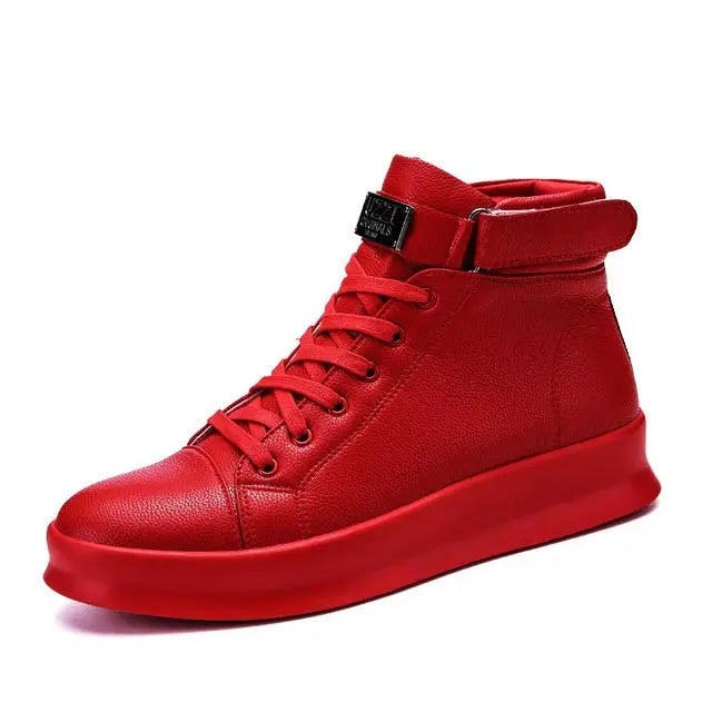 Visca Large Size High Top PU Leather Men's Sneakers Male Running Shoes Sports Man Shoes Sport Man Sneakers Red Vulcanize Flat