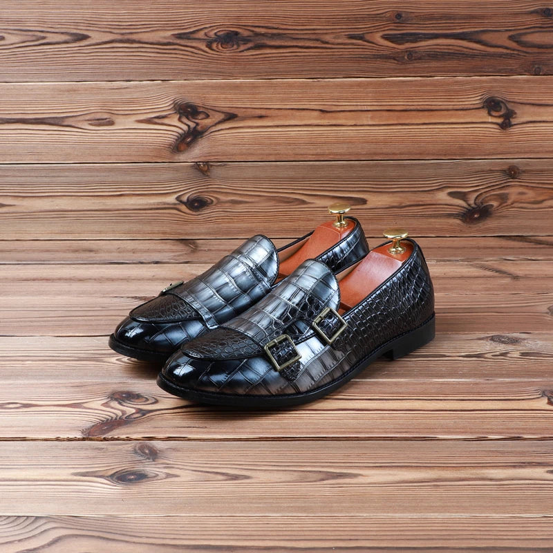 Amay New Spring Fashion British Men Casual Shoes Crocodile Designer Formal Dress Leather Shoes Business Work Loafers Italian Wedding