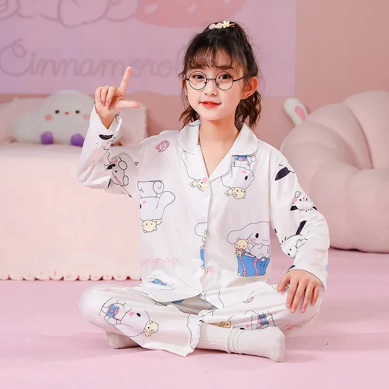 Maxy Kids Pajamas Children Casual Spring Home Long Sleeve Set Girl Nightwear Pants