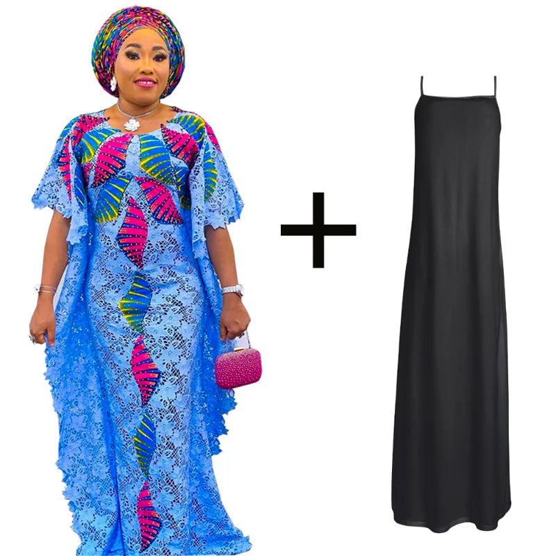 Maxy Plus Size African Lace Dresses Elegant Women Traditional Dashiki Boubou Wedding Party Hippie Gown Wears For Ladies