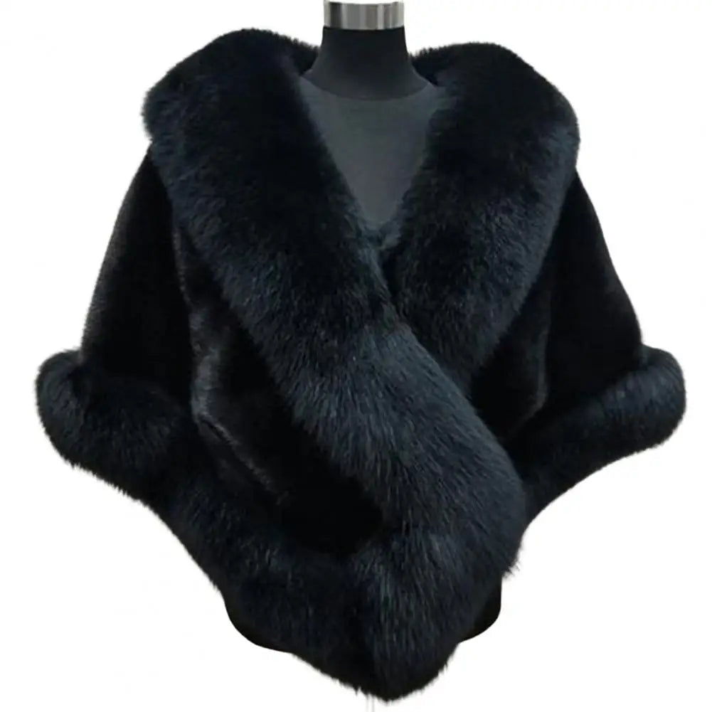 Gacy Faux Fur Mercygrace Faux Rabbit Collar Winter Shawls Elegant Bridal Fur Wrap Shawl Plush Warm Cape Coat Fluffy grace Women Jacket