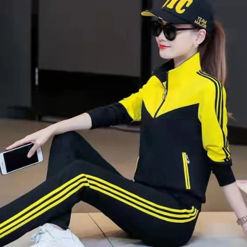 Babs Sportswear Suit Women's Spring And Autumn New Long-sleeved Two-Piece Sweatshirt Casual Running Women's Clothing