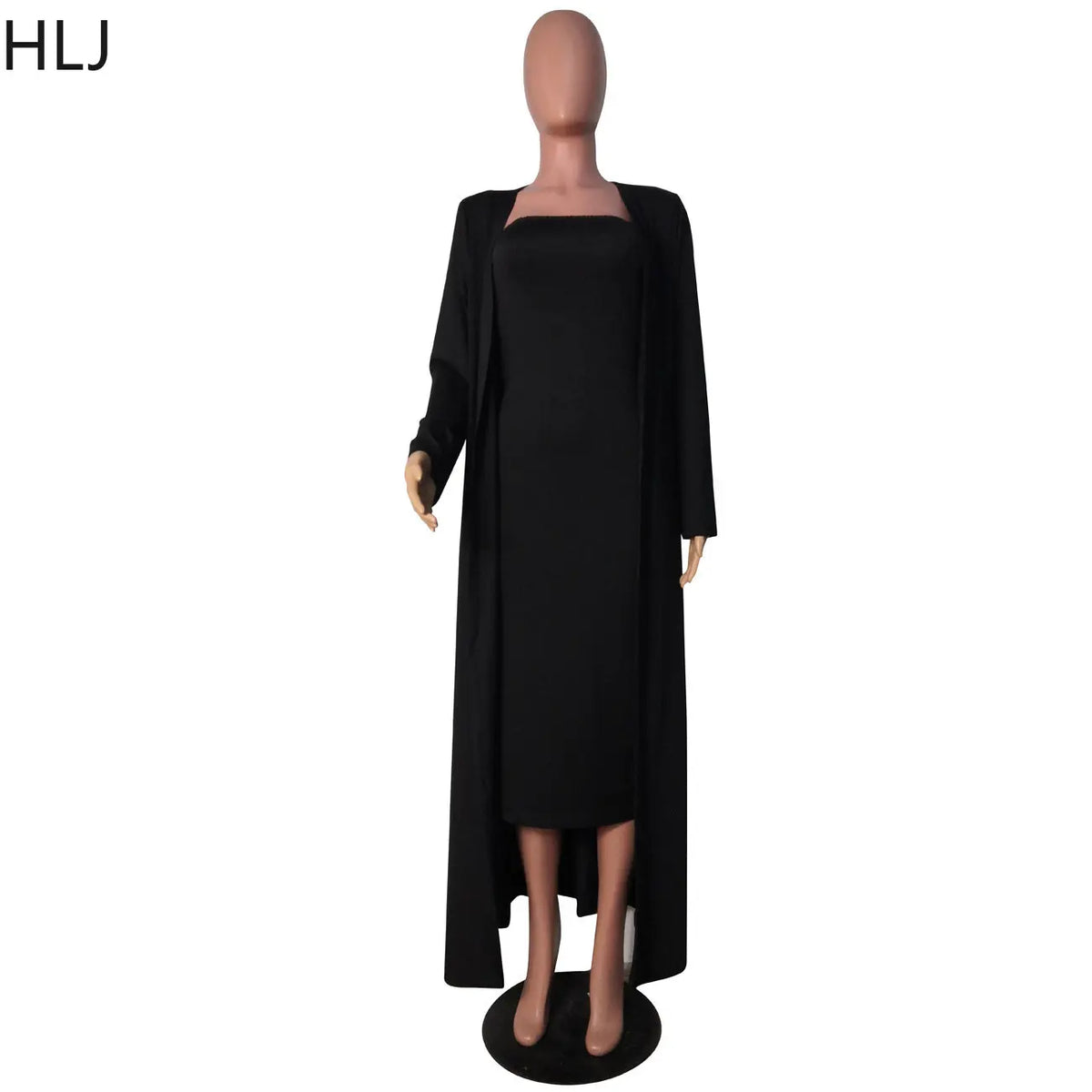 Maxy Casual Off Shoulder Bodycon Dress and Long Sleeve Cardigan Coats Women Solid Color Matching 2pcs Outfits Female Tracksuits