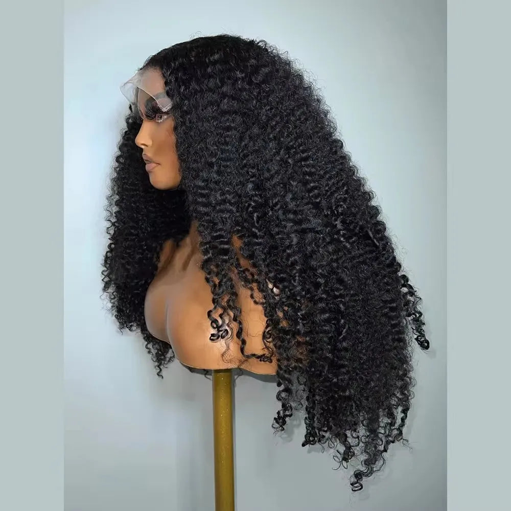 Maxy Synthetic Hair Lace Front Wig Black Kinky Curly Pre plucked Soft 26Inch Long Glueless For Women Babyhair Heat Resistant Daily