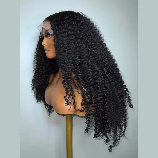 Maxy Synthetic Hair Lace Front Wig Black Kinky Curly Pre plucked Soft 26Inch Long Glueless For Women Babyhair Heat Resistant Daily
