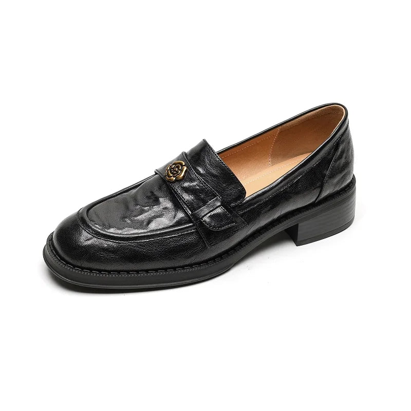 Maxy Woman Loafers Round Toe Flats Simple Style Daily Shoes Lady Footwear Sheepskin Slip On Women Flats Spring Autumn Women Flats