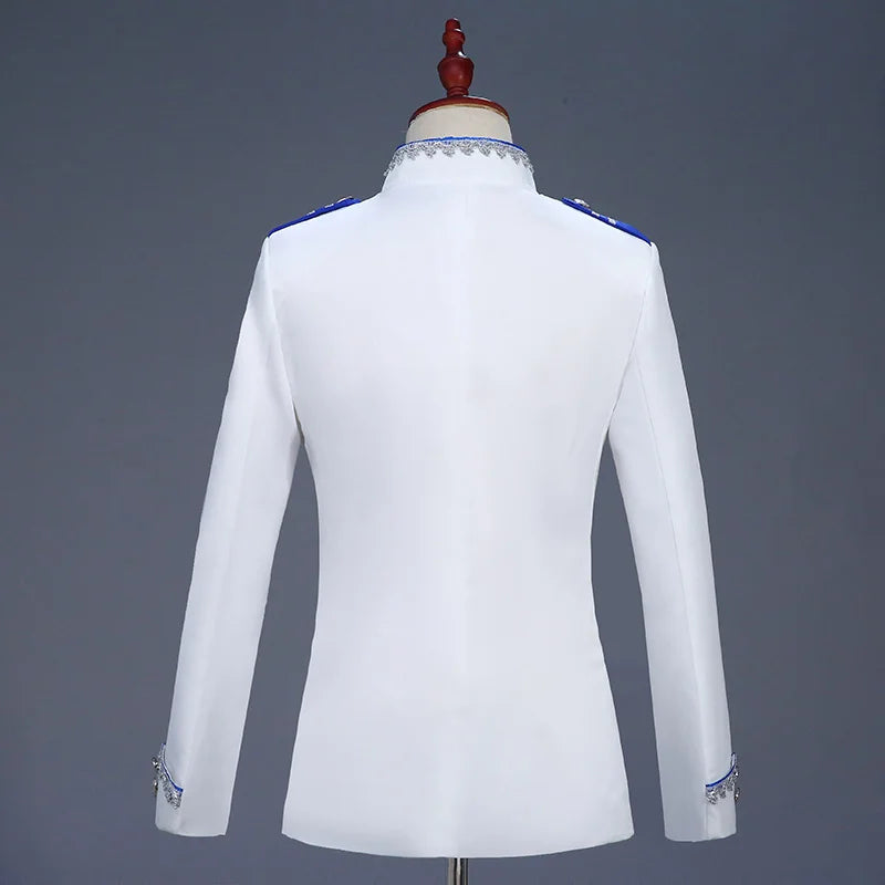 Visco Men Suit Set White Prince Wedding Suit Elegant Uniform Castle Men's Jacket