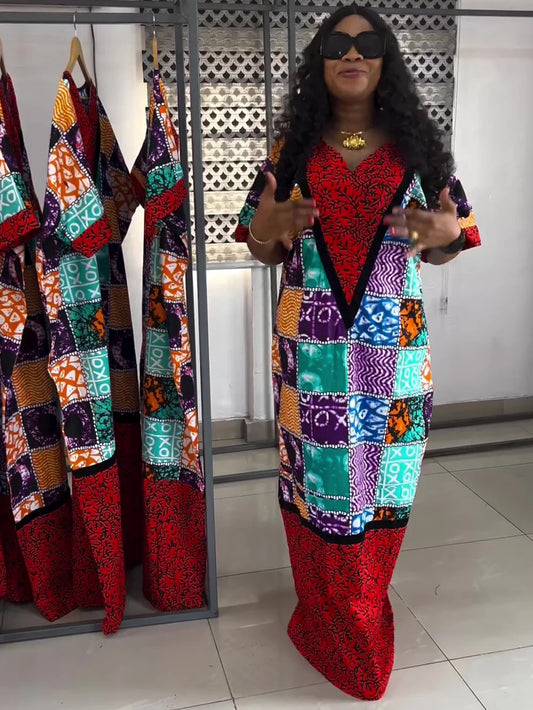 Amay African Dresses for Women Traditional Africa Clothing Dashiki Ankara Outfits Gown Abayas Robe Muslim Kaftan Maxy Long Dress