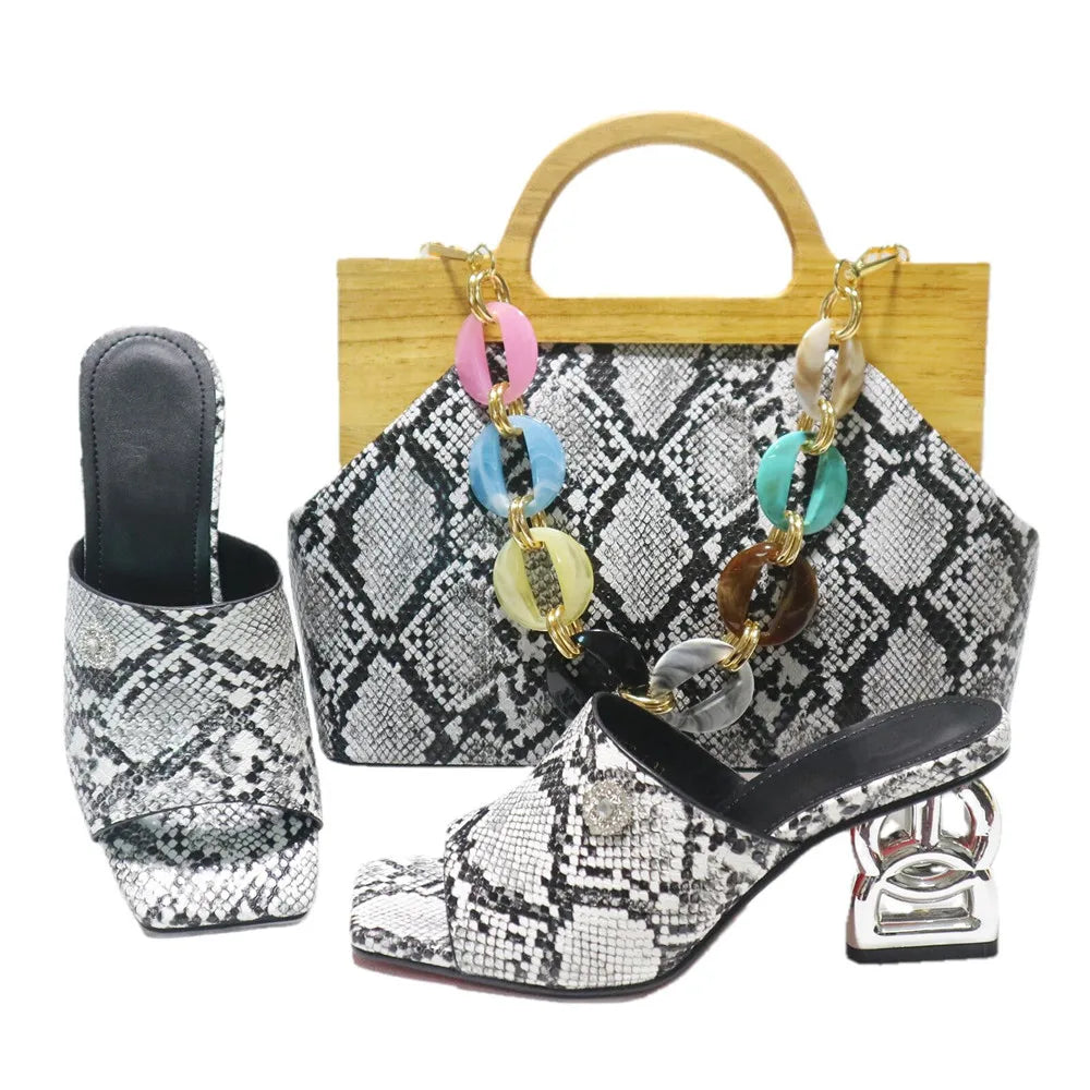 Maxy New Arrival Fashion High Heels 6.5CM Shoes and Bag Set for New Year Party Italian Style Classics Women Shoes and Bag Set