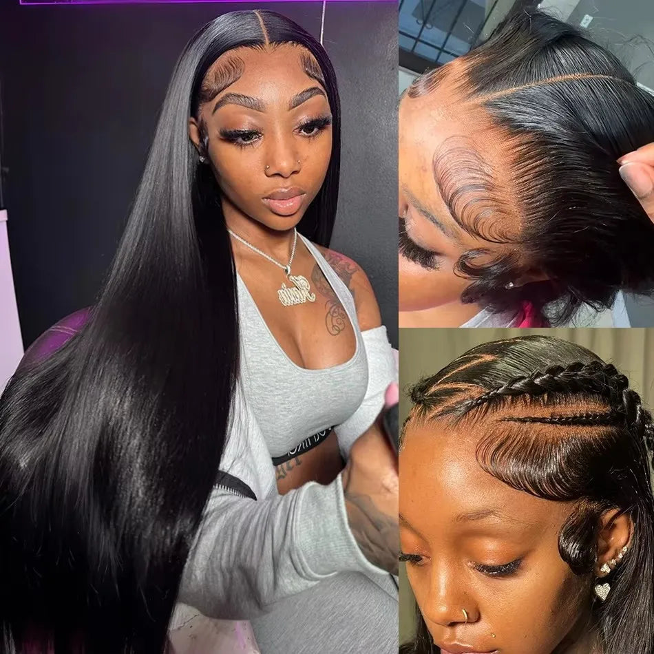 Straight 13x6 HD Lace Frontal Wigs 30 40 inch Human Hair Brazilian Bone Straight Lace Front Wig Human Hair Pre Plucked For Women