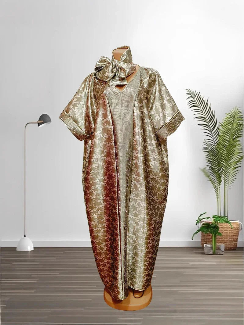 Amay Dresses for Women Evening Party Dashiki Africa Clothes Robe Plus Size Luxury Dubai Kaftan Abaya Muslim Maxy Dress