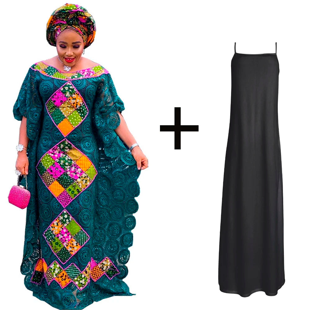 Maxy Plus Size African Lace Dresses Elegant Women Traditional Dashiki Boubou Wedding Party Hippie Gown Wears For Ladies