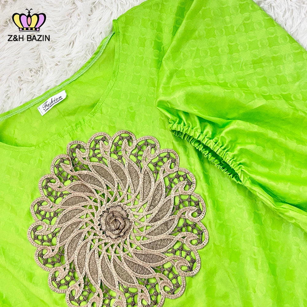 Maxy Newest African Dresses For Women Turkey Designer Bazin Riche Long Dresses Dashiki Robe Wedding Gowns Green Basin Clothing