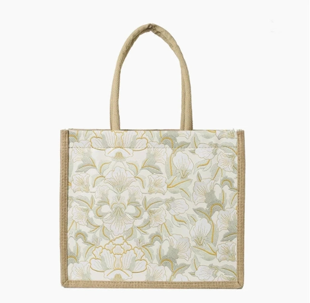 Maxy Linen Bag for Women Fashionable Linen Hand-held Mommy Bag Large Capacity Student Bag Linen Bag For School Shopping Travel