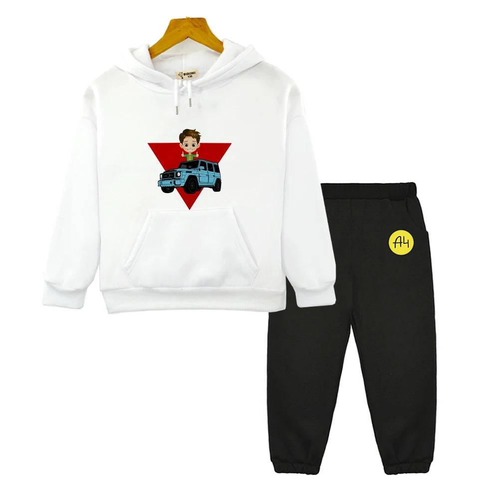 Maxy Kids Merch A4 Hoodie for Boy Suit мерч а4 Sweatshirt with Hood Children Costume Set Child Toddler Girl Winter Clothes Top Pants