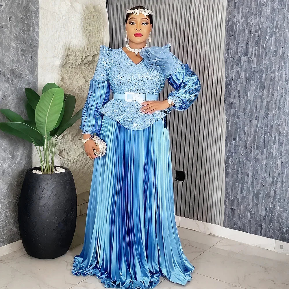 Amay Elegant Dresses for Women Luxury Sequin Evening Gown Plus Size Turkey Wedding Party Dress New Clothing