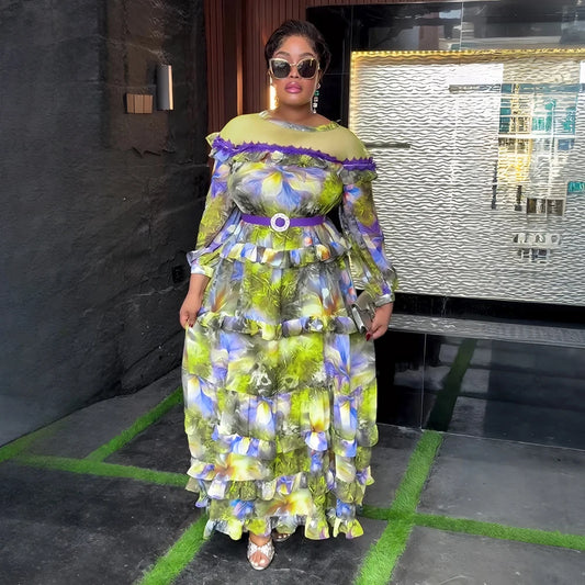 Maxy Elegant Dresses for Women Clothing Plus Size Wedding Party Evening Long Dress Dashiki Ankara Print Outfits