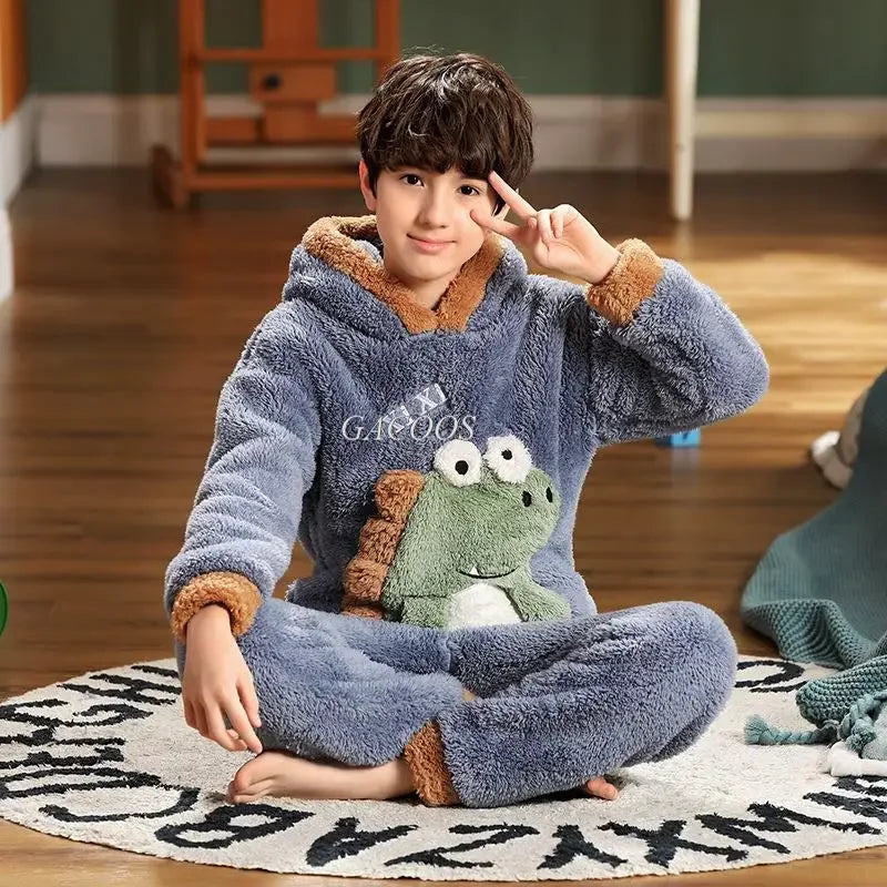 New 2024 Kids Boys Girls Pajamas Cartoon Long Sleeve Cute Warm Tops with Pants Toddler Baby Autumn Winter Sleeping Clothes Sets
