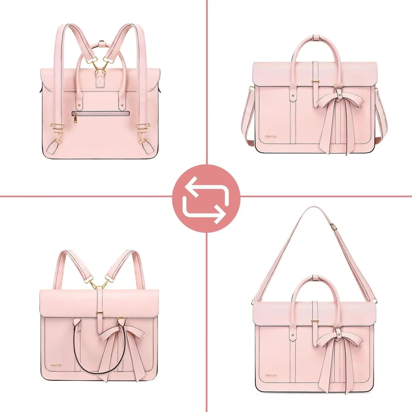 Maxy 13.3 14 15 16 17.3-inch Laptop Bag for MacBook Air Pro M3 M2 Notebook Women PU Leather Tote Laptop Shoulder Bag Backpack Handbag