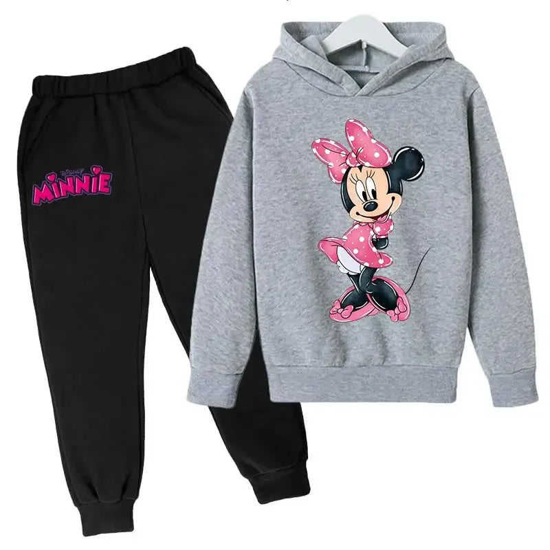 Minnie Mouse Clothes Set For Baby Girls With Autumn Winter Suit Mickey Mouse Toddler Kid Hoodies Set Infant Boy Clothing