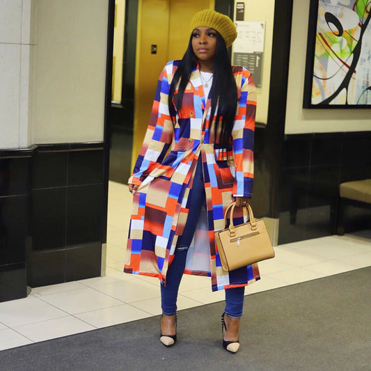 Amay Clothes for Women Spring Women Long Sleeve Printing Plus Sie Long Shirt Dress S-5XL