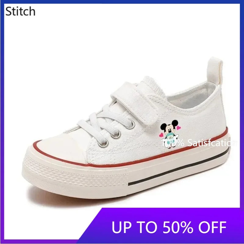 Maxy Girl Boys Kids Shoes Love Mickey Mouse Clubhouse Disney High-top Low Canvas shoes Casual Cartoon comfort Children Print Shoes 22