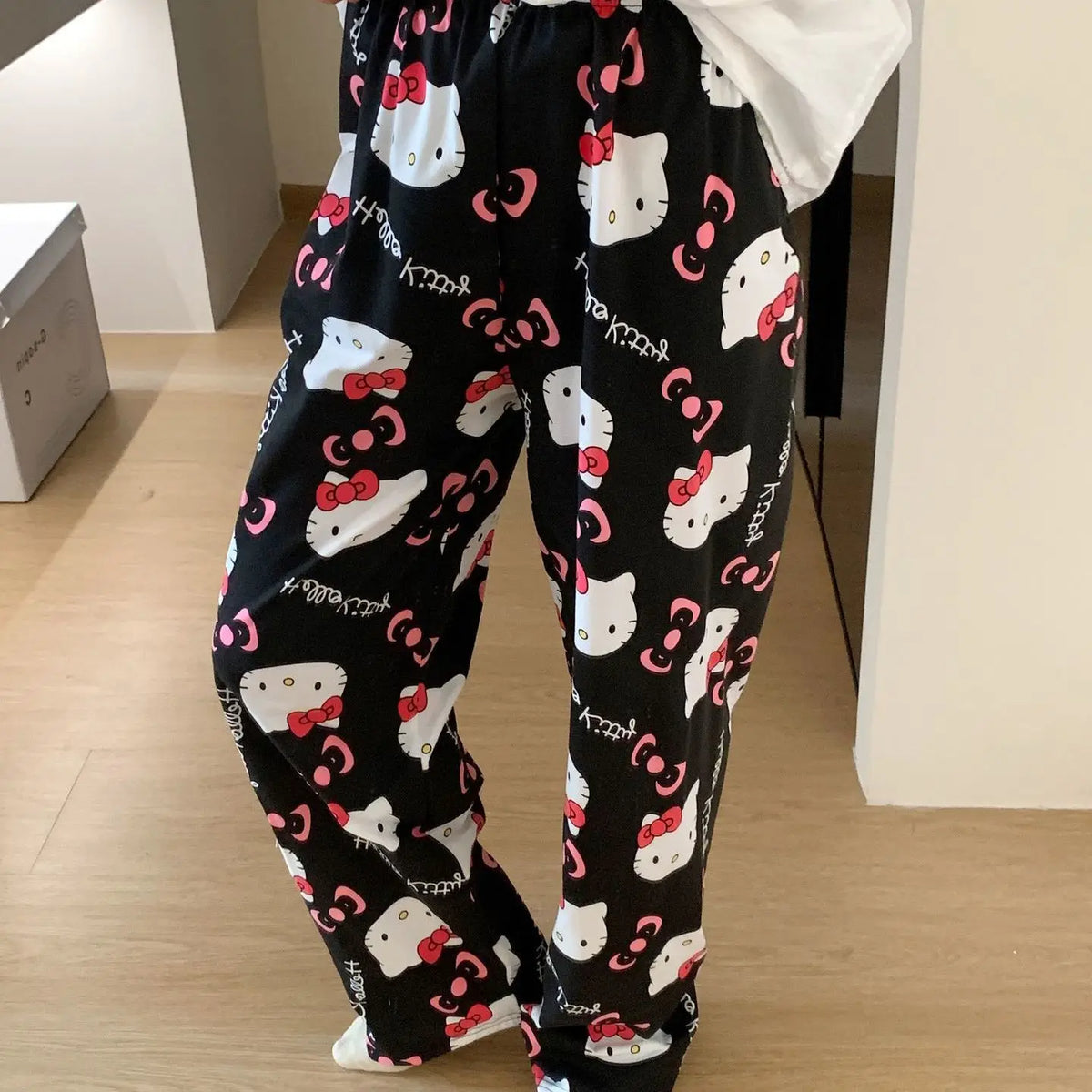 Maxy Spring Autumn Thin Hello Kitty Printed Women's Pajama Pants Summer Popular Loose Casual Pants Cartoon Home Casual Walking Pants