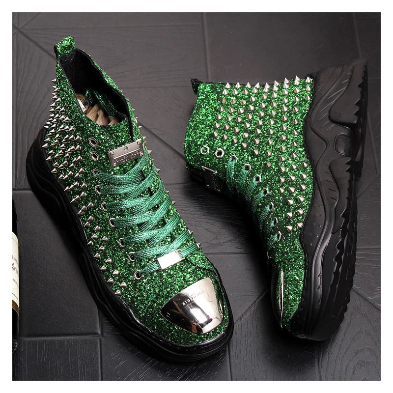 Visco men luxury fashion prom nightclub dress soft leather rivets shoes platform motorcycle punk ankle boots zapatos de hombre autumn