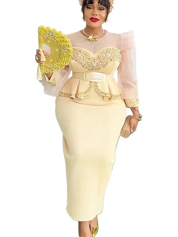 Maxy Elegant Dresses for Women New Clothing Plus Size Turkey Wedding Party Long Dress Dashiki Ankara Outfits Robe