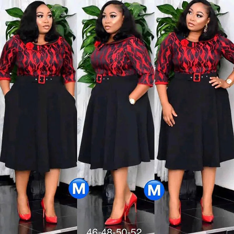 Maxy L-4XL African Dresses for Women Summer African Women Printing Plus Size Dress Africa Clothes for Woman