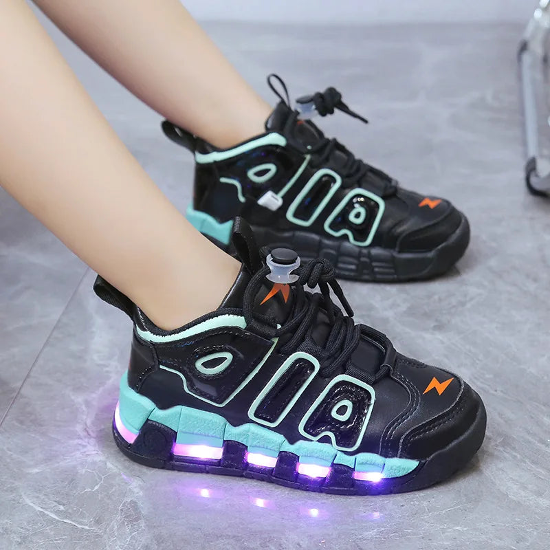 Maxy Boys & Girls Children LED Shoes Fashion Toddlers Lighted Sports Casual Little & Big Kids Sneakers USB Charger Size 22-38