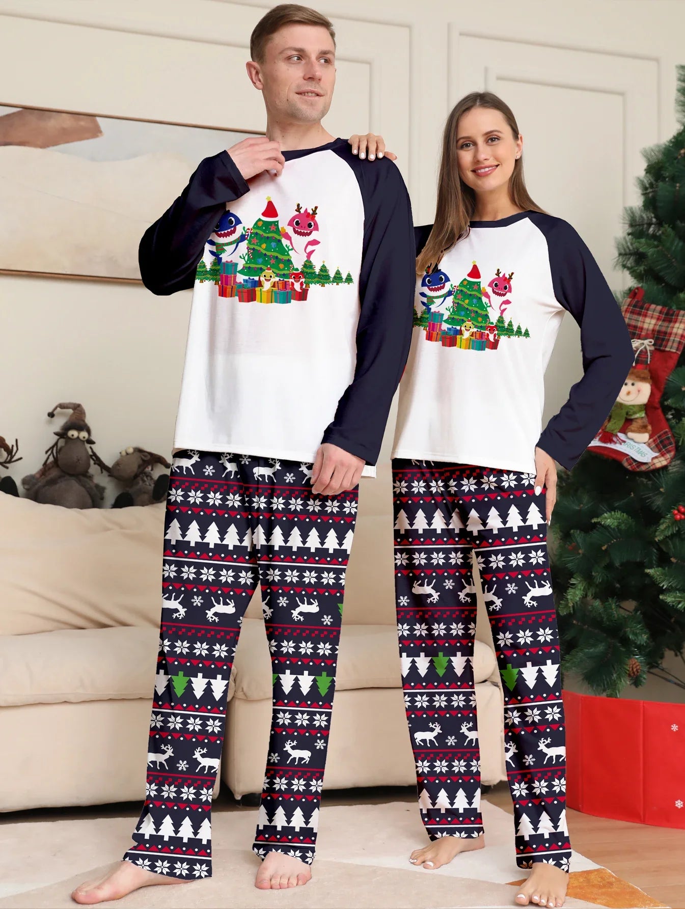 Christmas Printed Parent Boy Girl Mommy Adult Daughter Clothes Outfits Xmas Autumn Korean Family Matching New Home Pajamas Set