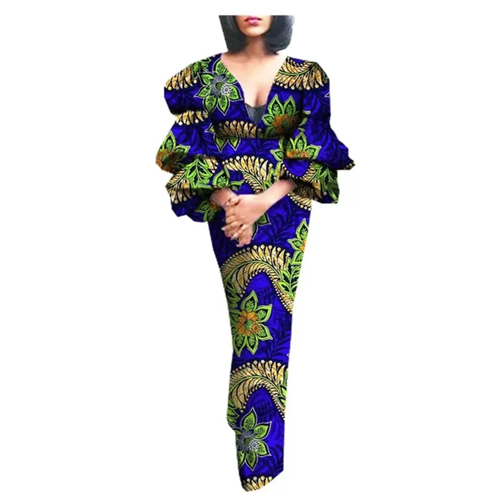 Maxy Elegant Party Dresses for Women Luxury African Ankara Prom Dress African Turkey V-neck Bodycon Robe Wedding Birthday Gowns