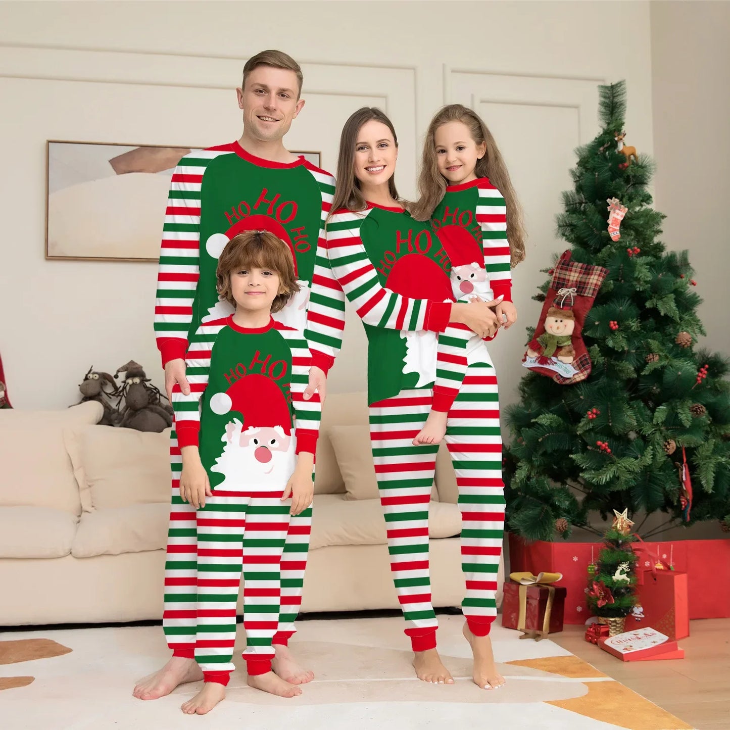 Christmas Soft Pajamas Family Matching Outfits Print Sleepwear Set Mom Daughter Dad Son Baby Look Matching Clothing Xmas Pajamas