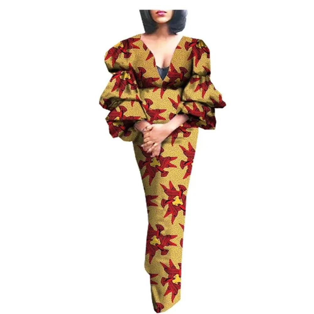 Maxy Elegant Party Dresses for Women Luxury African Ankara Prom Dress African Turkey V-neck Bodycon Robe Wedding Birthday Gowns