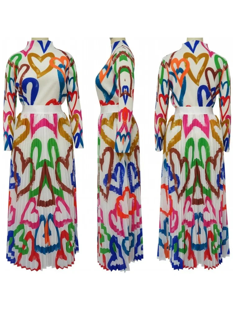 Maxy Two Piece Set Tops And Pleated Skirt Suit Women Clothing African Dashiki Wedding Party Traditional Robe Ankara Outfits Kaftan
