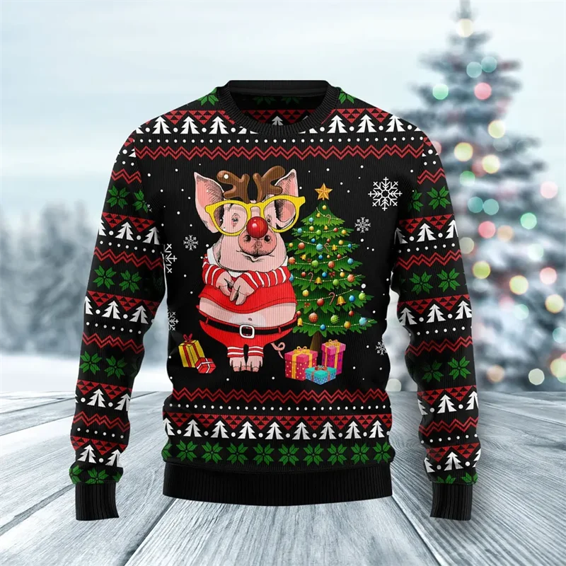 Maxy Fashion Spoof Ugly Christmas Sweater For Man Clothes Hip Hop Women Kids Men Sweatshirts Casual Pullovers Tracksuit Man Sweater
