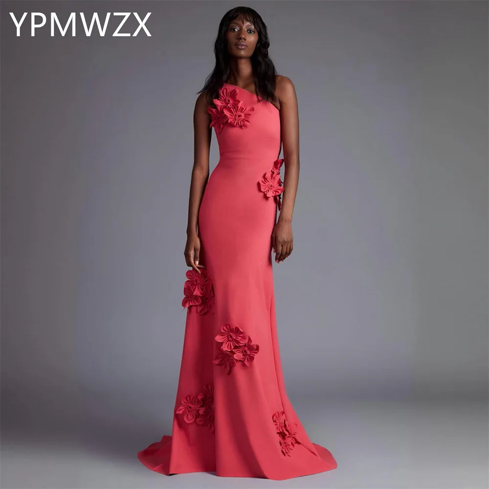 Maxy Customized Women Party Dress Occasion Prom YPMWZX Strapless A-line Floor Length Skirts Flower Bespoke Dresses Gown Eve