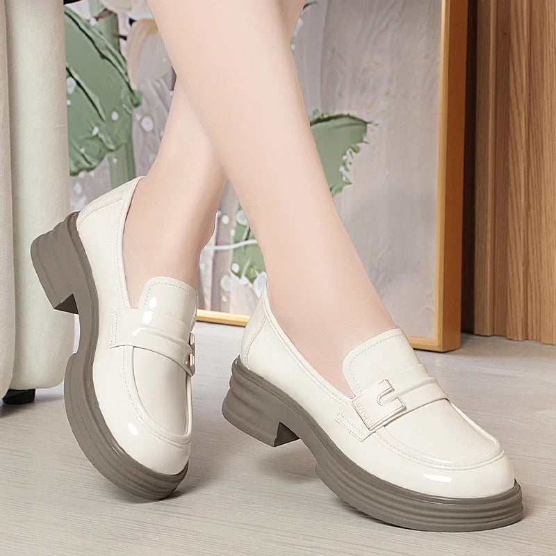 Maxy Chunky Loafers Shoes Spring Women Japanese Style Slip On Black Single Pumps Shoes Women Fashion Girls Thick Sole Heel