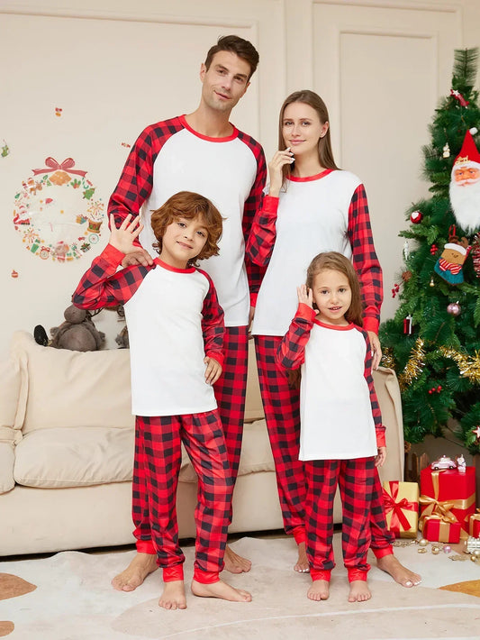 Maxy Year's Clothes Adults Kids Christmas Matching Pajamas Set Baby&Dog Romper DIY Blank Plaid Sleepwear Xmas Family Look