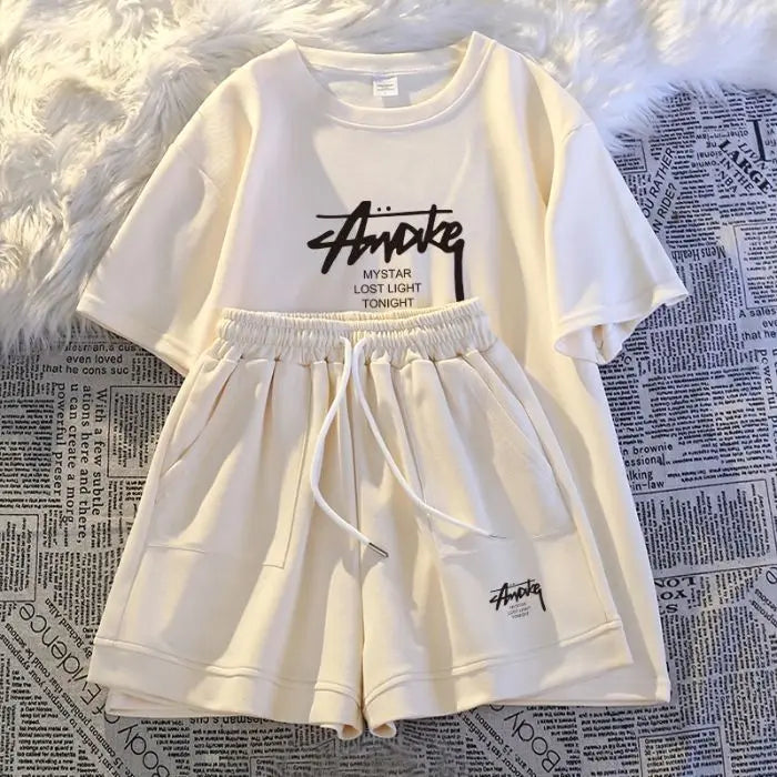 Maxy New Women's Plus-size Set Adult Short-sleeve and Shorts Two-piece Set Children's Loose Casual Set Women's T-shirt and Shorts Set