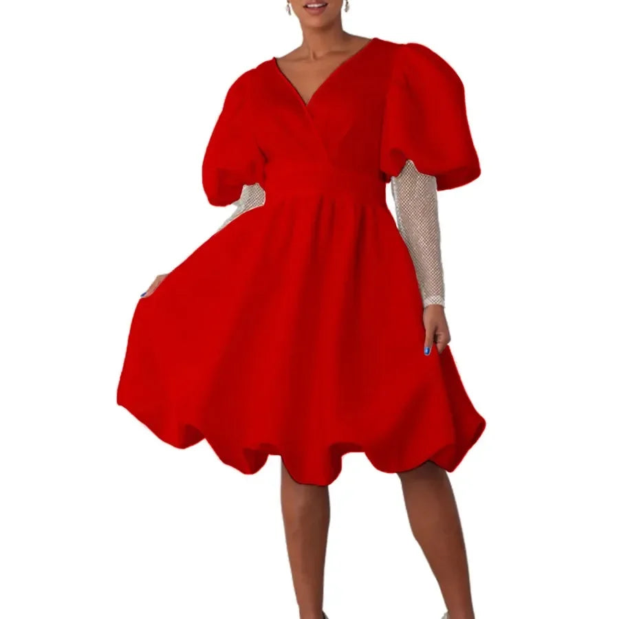 Maxy African Dresses for Women Elegant Dashiki Autumn Spring Maxy Dress Ladies Traditional African Clothing Fairy Dresses