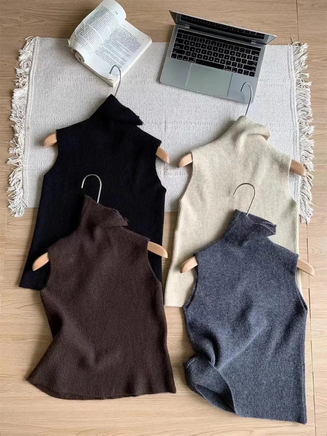 Three Piece Sets Women Long Sweater Vest 2025 Jumper Dress Kintted Spring Autumn Winter Crochet Cardigan Y2k High Waist Skirt
