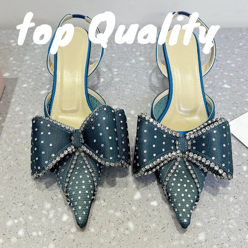 Visco Fashion Sandilya's Woman High-heeled Shoes Women Summer Party Dress Shoes Thin High Heels Sandals  Rhinestone Chain Decor