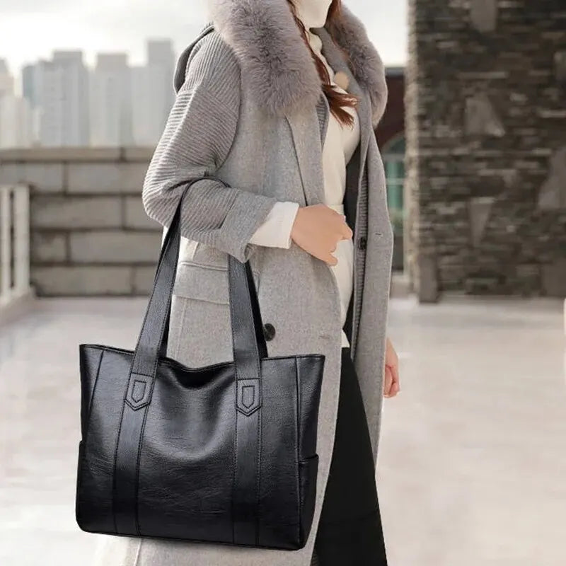 Maxy Women PU Leather Large Capacity Shoulder Bag Crossbody Hand Tote Vintage