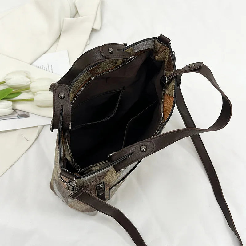 Maxy Fashion Shoulder Hand-held Cross-span Bag for Women Splicing Large-capacity Mother Bag Purses and Handbags